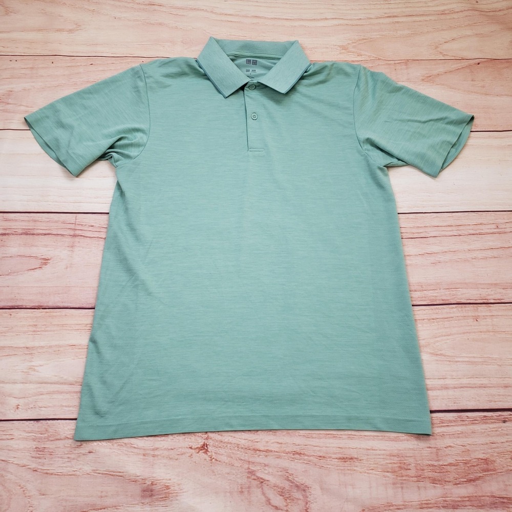 Uniqlo Polo Shirt Mens‎ Small Green DRY-EX Performance Short Sleeve Tennis Golf